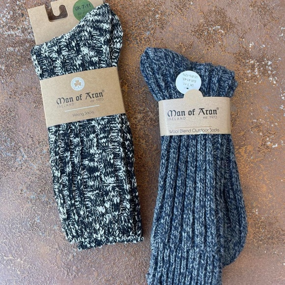 NWT Man of Aran Irish wool blend socks men’s USA size 8.5-12.5 - Picture 1 of 6